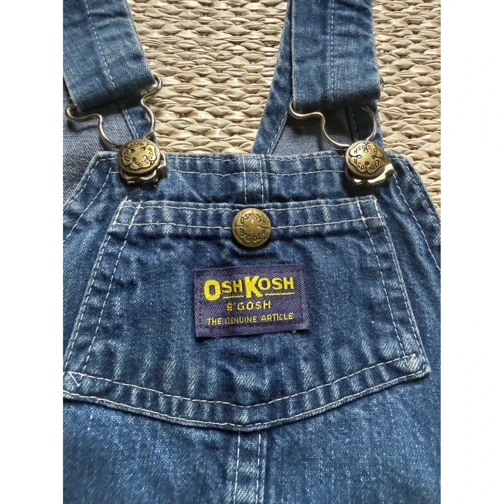 OshKosh Bgosh Kids Denim Overalls Medium Wash Vestbak Bibs 4T vintage 80's Jean